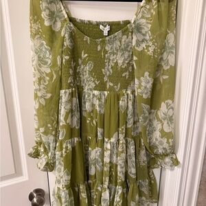 Patrons of Peace Olive Smocked Top
